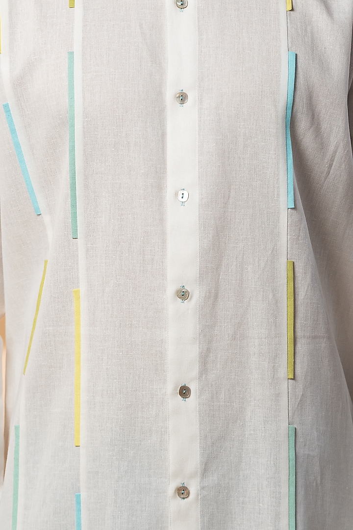 White Khadi Party Wear Shirt by Medhavini Khaitan at Pernia's Pop Up Shop
