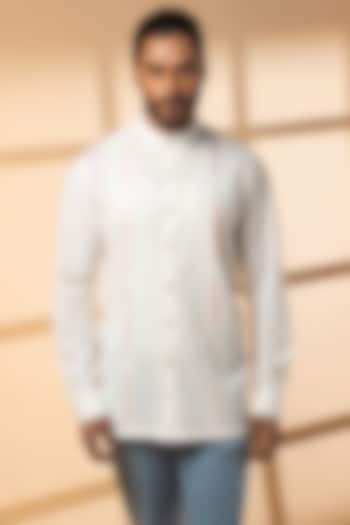 White Khadi Shirt by Medhavini Khaitan