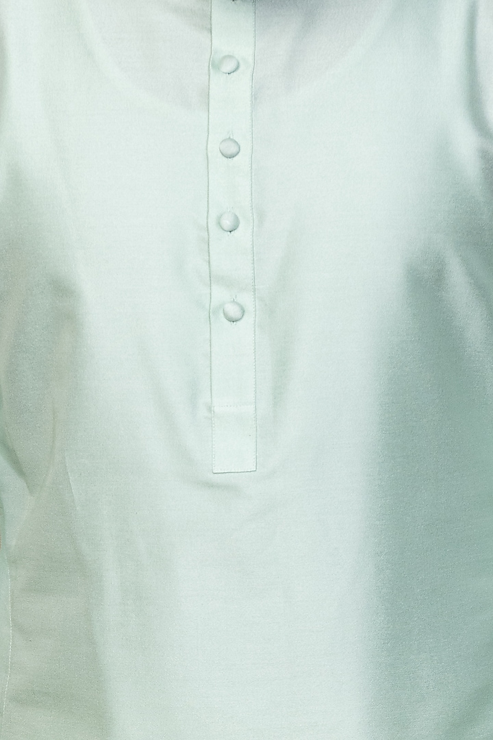 Mint Katan Silk Embroidered Nehru Jacket Set by Medhavini Khaitan at Pernia's Pop Up Shop