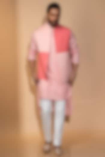 Pink Khadi Indowestern Jacket Set by Medhavini Khaitan