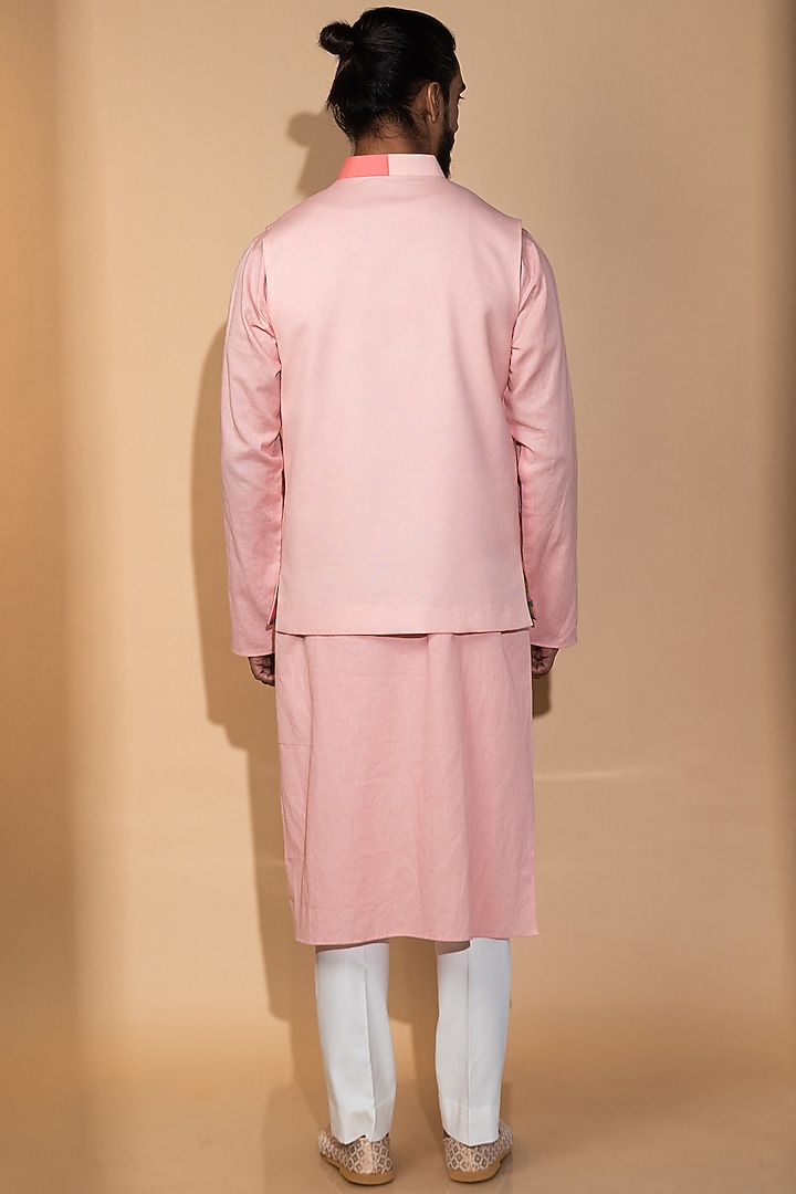 Pink Khadi Indowestern Jacket Set by Medhavini Khaitan at Pernia's Pop Up Shop