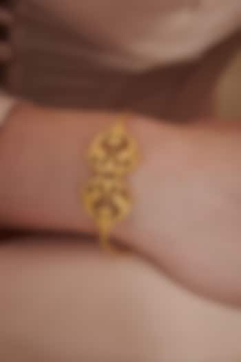 Gold Plated Openwork & Floral Bracelet by Melrosia