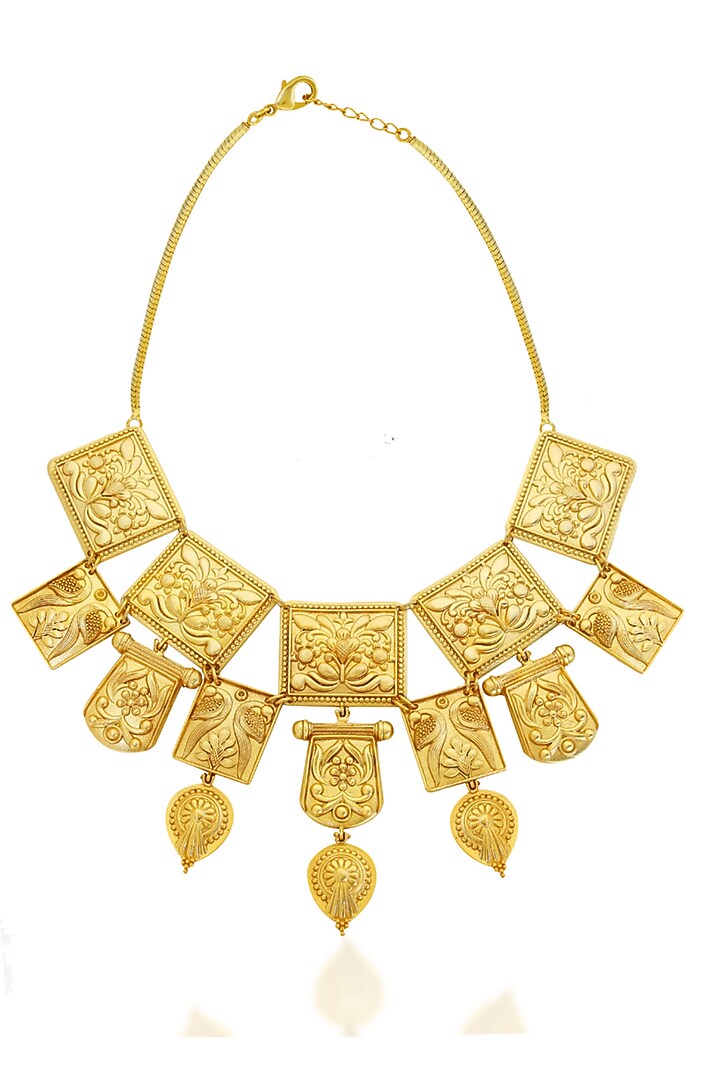 Gold Plated Floral & Temple Motifs Empress Necklace by Melrosia at Pernia's Pop Up Shop