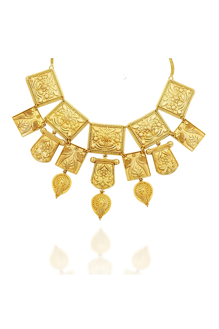 Gold Plated Floral & Temple Motifs Empress Necklace by Melrosia at Pernia's Pop Up Shop