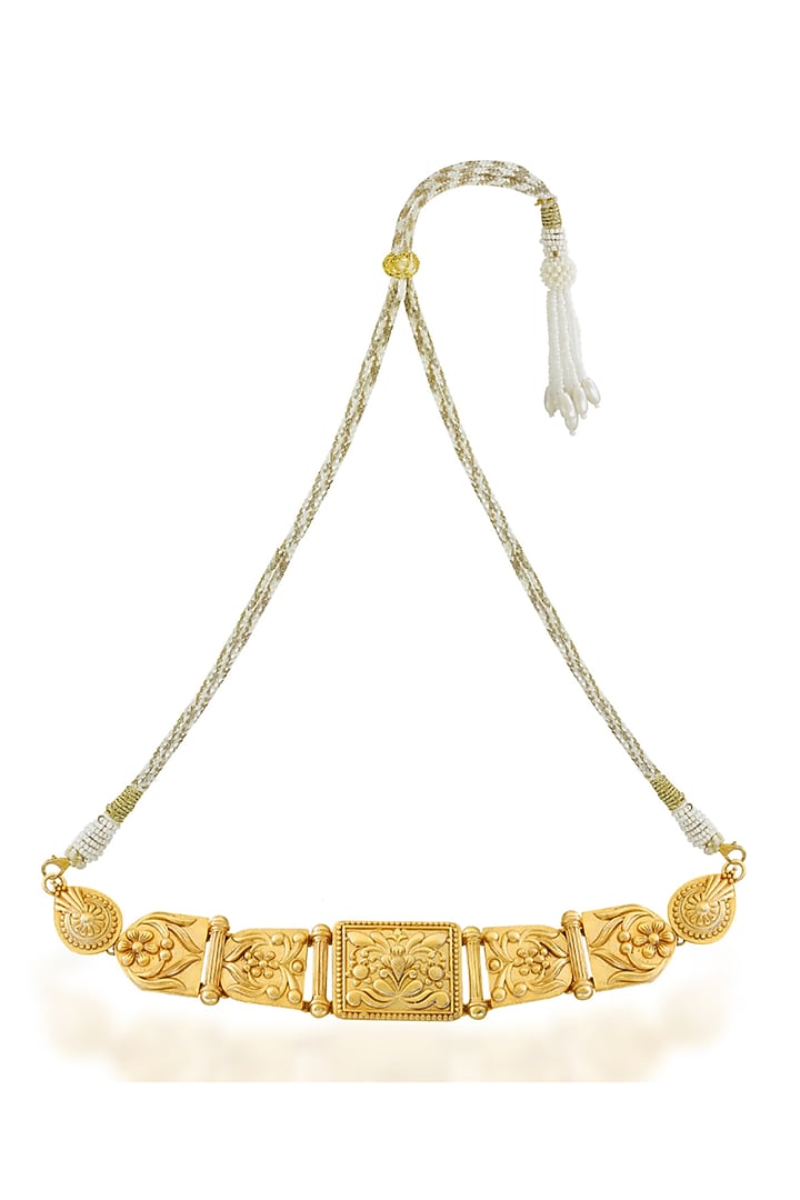 Gold Plated Floral & Temple Motifs Adjustable Choker Necklace by Melrosia at Pernia's Pop Up Shop