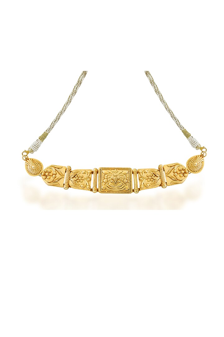 Gold Plated Floral & Temple Motifs Adjustable Choker Necklace by Melrosia at Pernia's Pop Up Shop