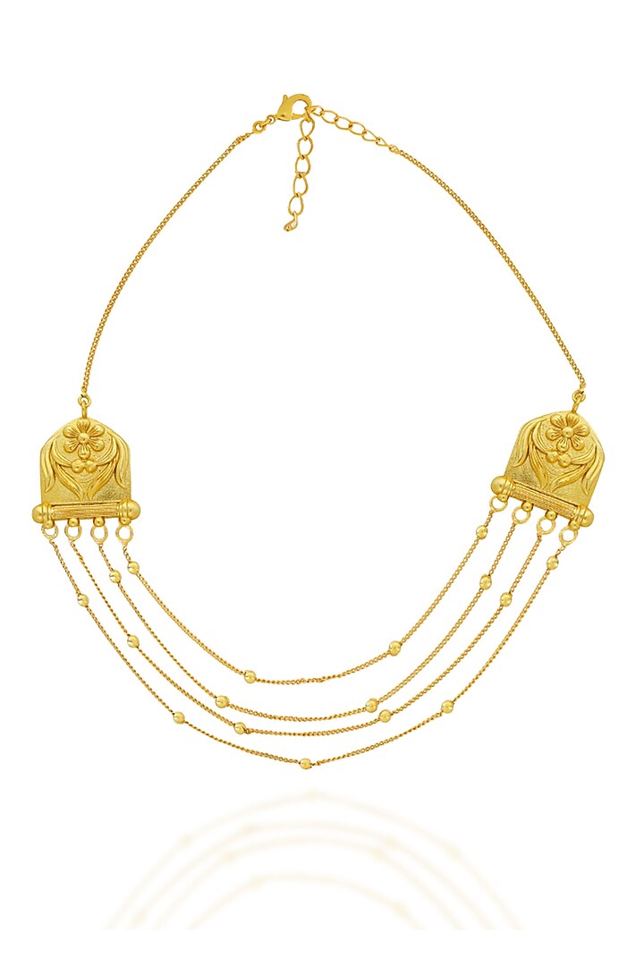 Gold Plated Floral Motifs Thread Necklace by Melrosia at Pernia's Pop Up Shop