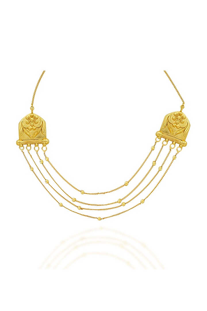 Gold Plated Floral Motifs Thread Necklace by Melrosia at Pernia's Pop Up Shop
