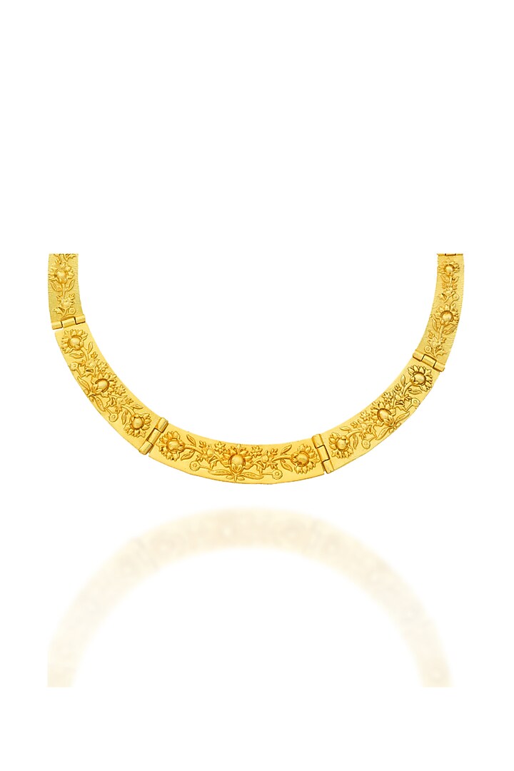 Gold Plated Floral Motifs Hasli Necklace by Melrosia at Pernia's Pop Up Shop