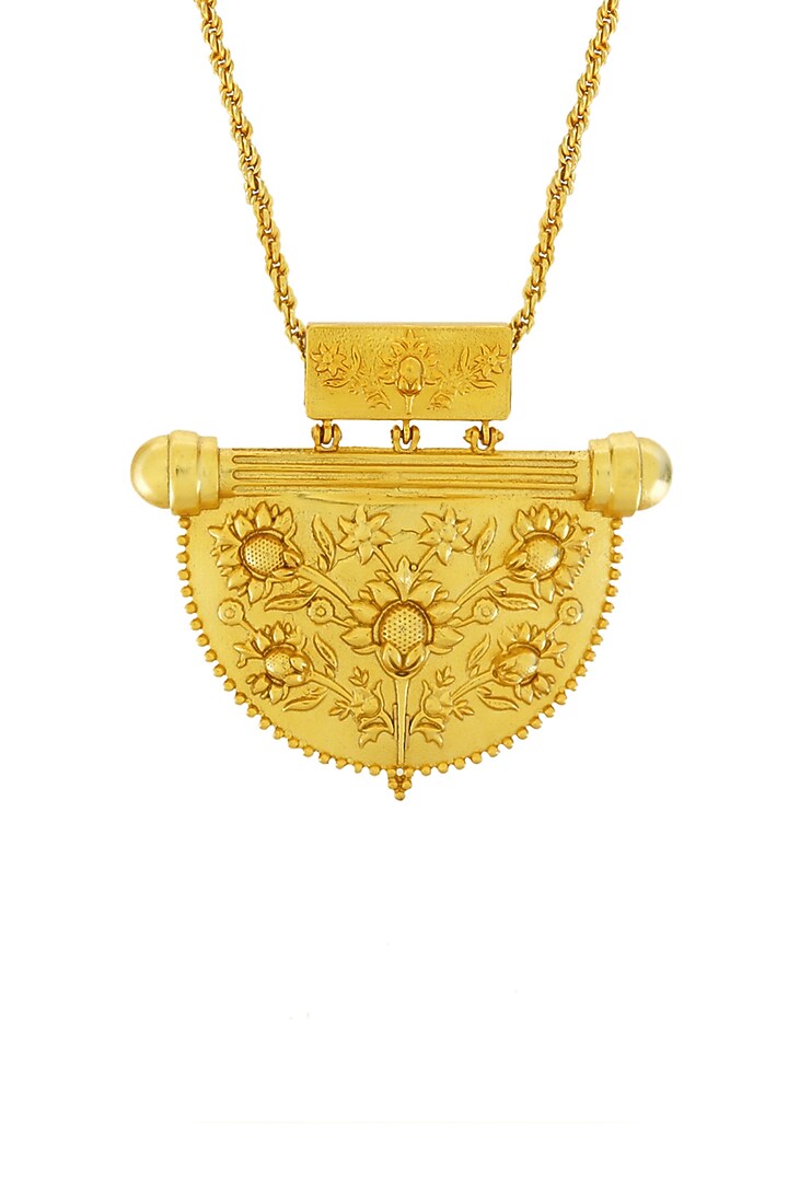 Gold Plated Floral & Temple Motifs Long Necklace by Melrosia at Pernia's Pop Up Shop