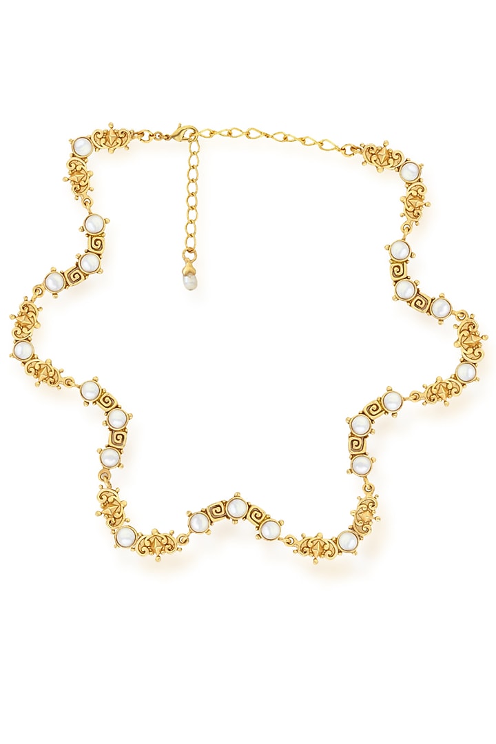 Gold Plated Floral & Temple Motifs Choker Necklace by Melrosia at Pernia's Pop Up Shop