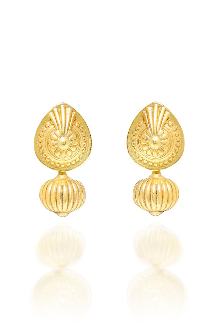 Gold Plated Floral Motifs Detachable Teardrop Earrings by Melrosia at Pernia's Pop Up Shop