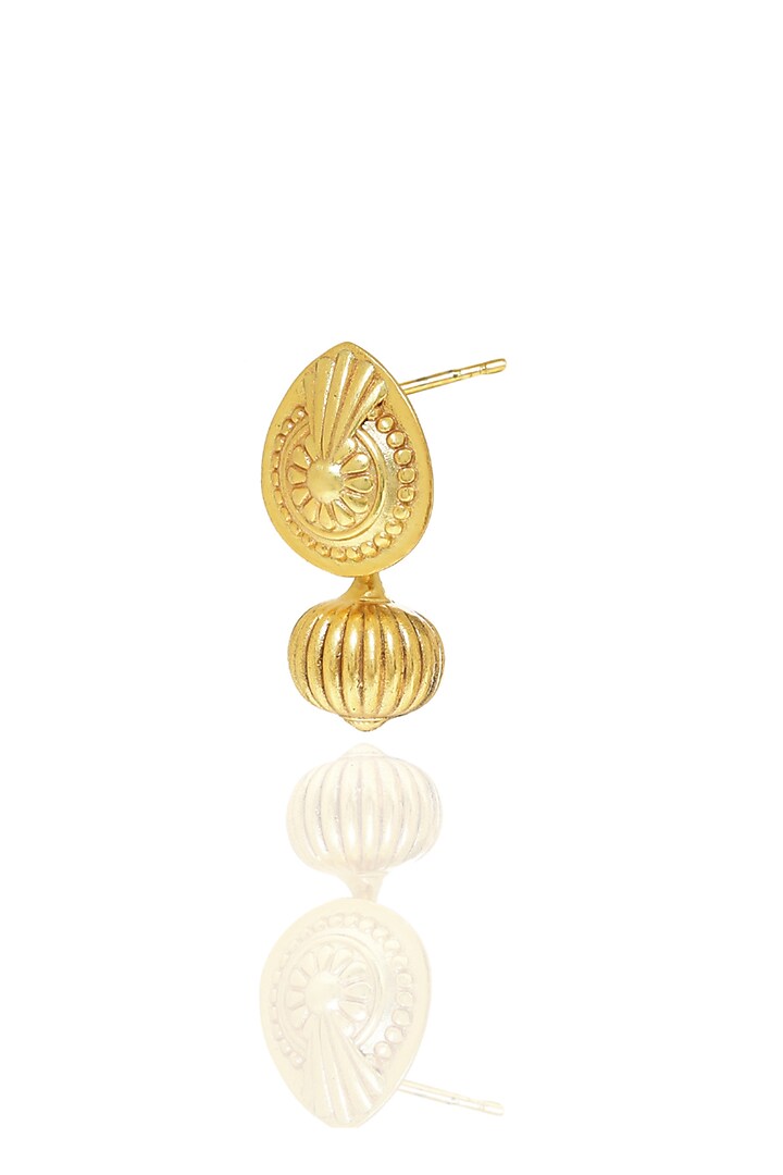 Gold Plated Floral Motifs Detachable Teardrop Earrings by Melrosia at Pernia's Pop Up Shop