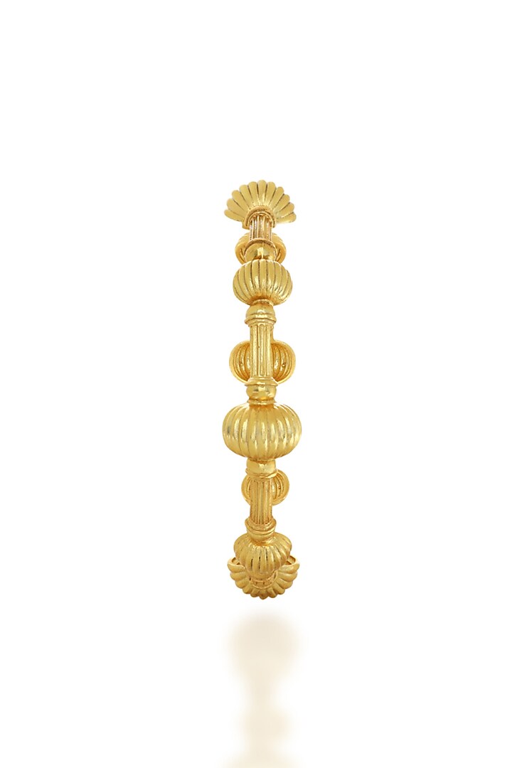 Gold Plated Textured Beaded Halo Bangles (Set Of 2) by Melrosia at Pernia's Pop Up Shop