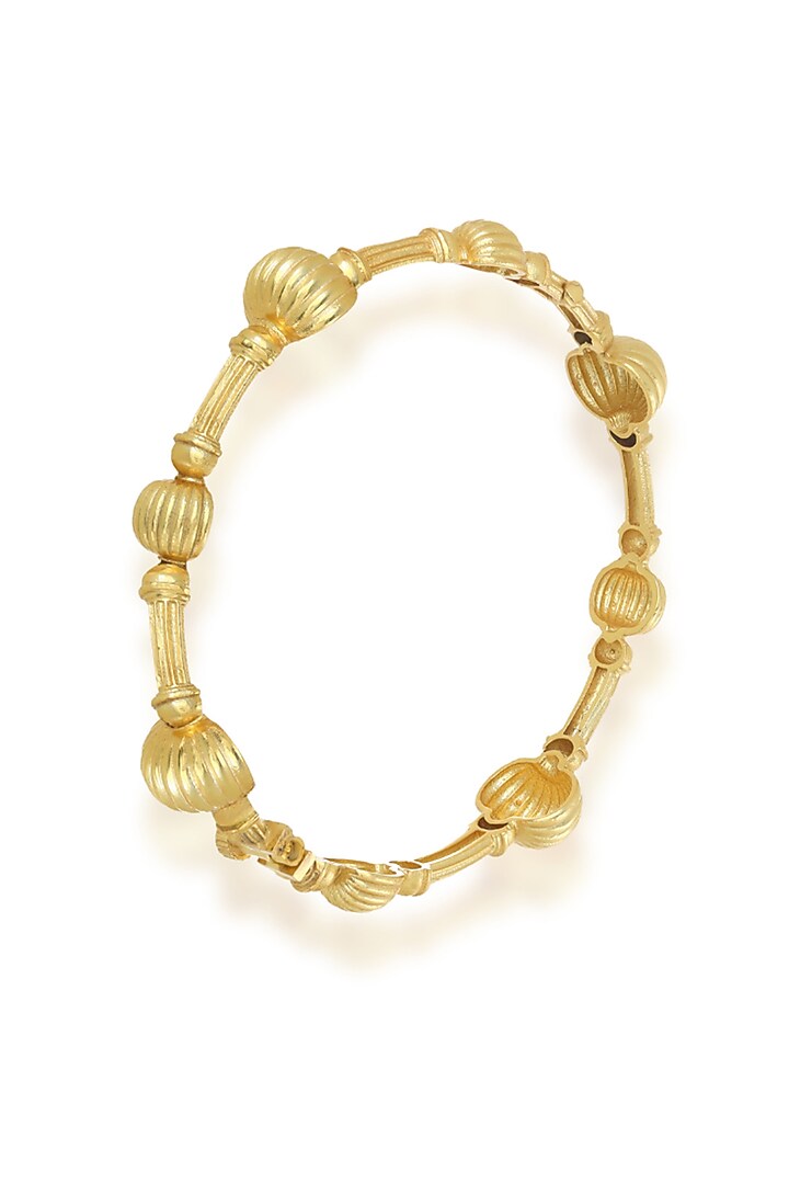 Gold Plated Textured Beaded Halo Bangles (Set Of 2) by Melrosia at Pernia's Pop Up Shop