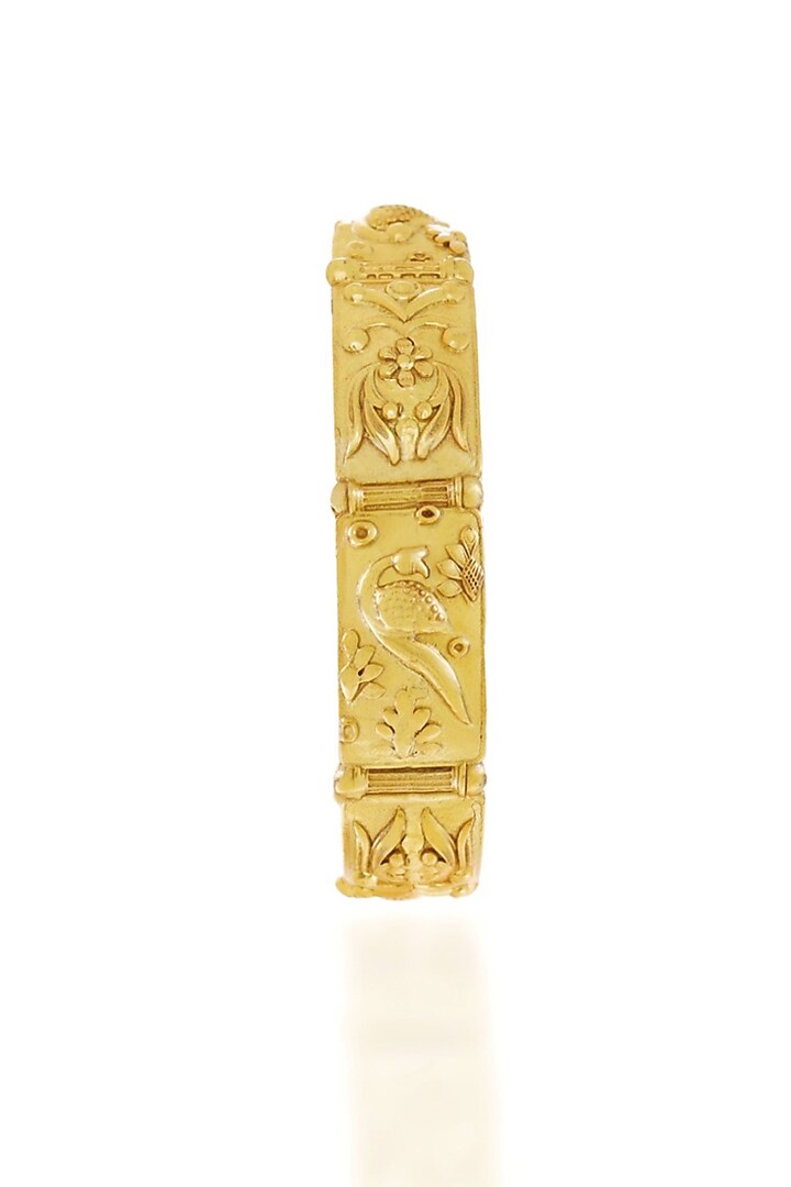 Gold Plated Floral & Bird Motif Cuff by Melrosia at Pernia's Pop Up Shop