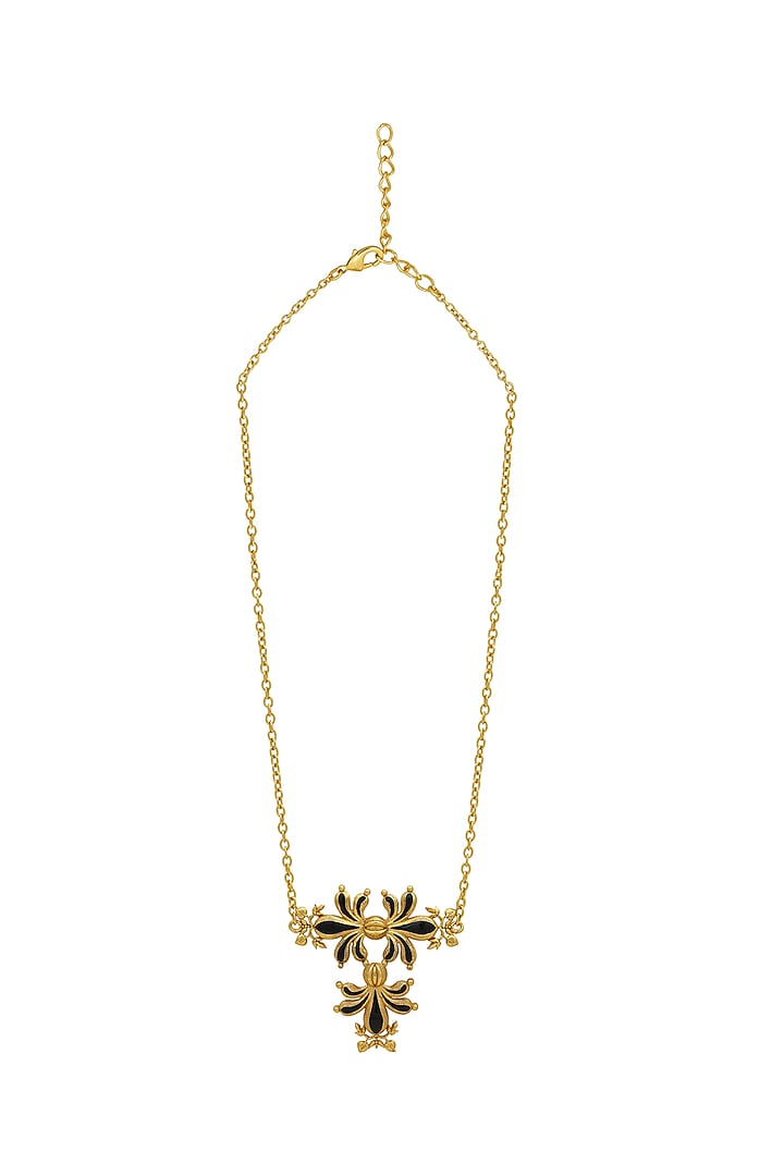 Gold Finish Baroque Bee Filigree Embossed Necklace by Melrosia at Pernia's Pop Up Shop