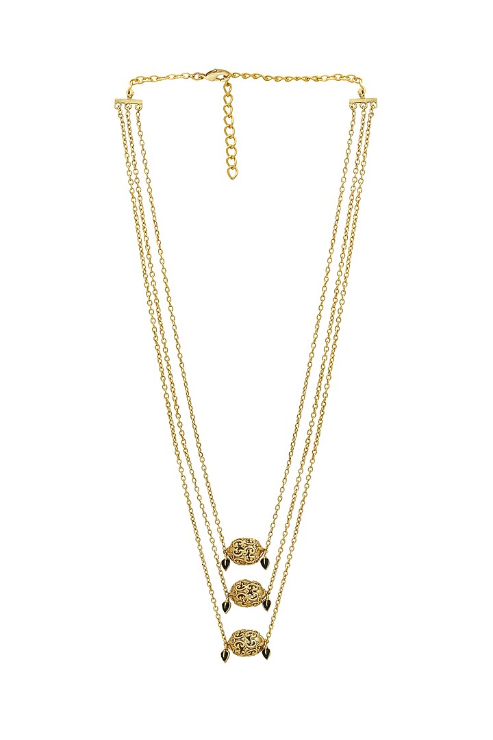 Gold Finish Baroque Filigree Gold Ball Enameled Layered Necklace by Melrosia at Pernia's Pop Up Shop