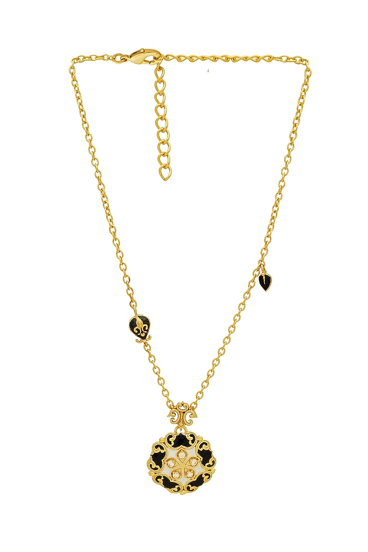 Gold Finish Filigree Embossed Enameled Baroque Necklace by Melrosia at Pernia's Pop Up Shop