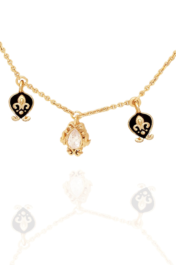 Gold Finish Crystal Filigree Embossed Enameled Bracelet by Melrosia at Pernia's Pop Up Shop