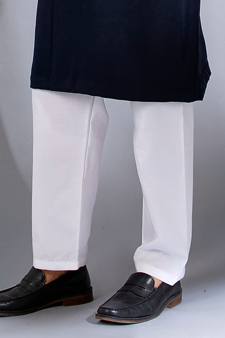 Navy Blue Crepe Lycra Bandhgala Kurta Set by Menero at Pernia's Pop Up Shop