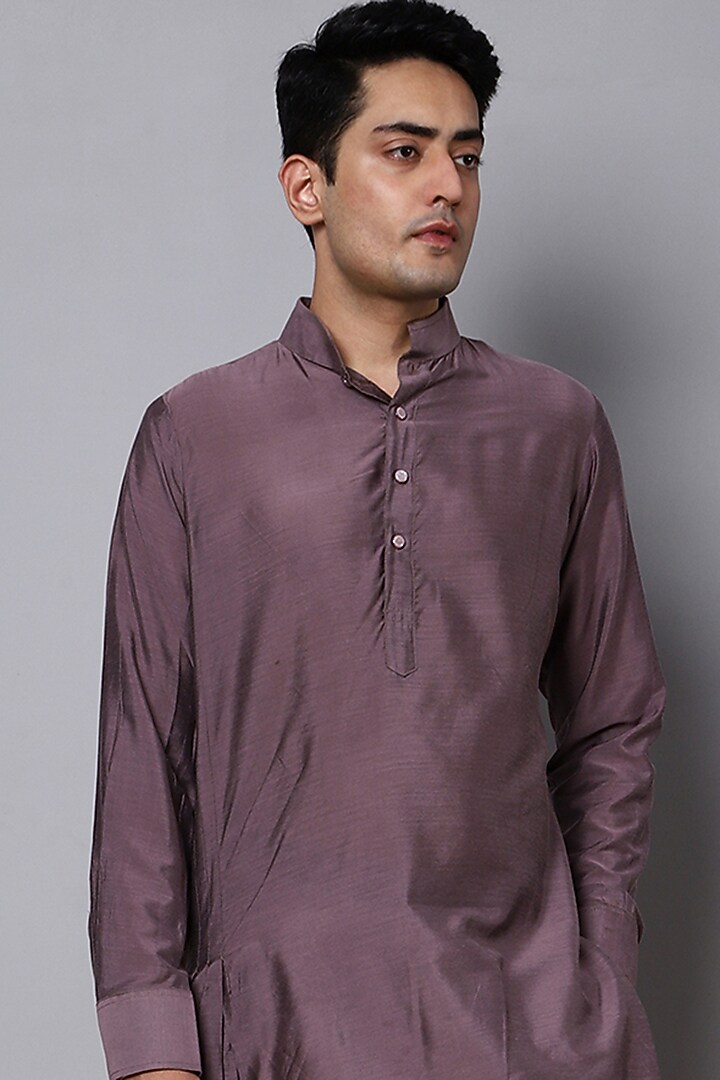 Dark Onion Pink Cotton Silk Kurta Set by Menero at Pernia's Pop Up Shop