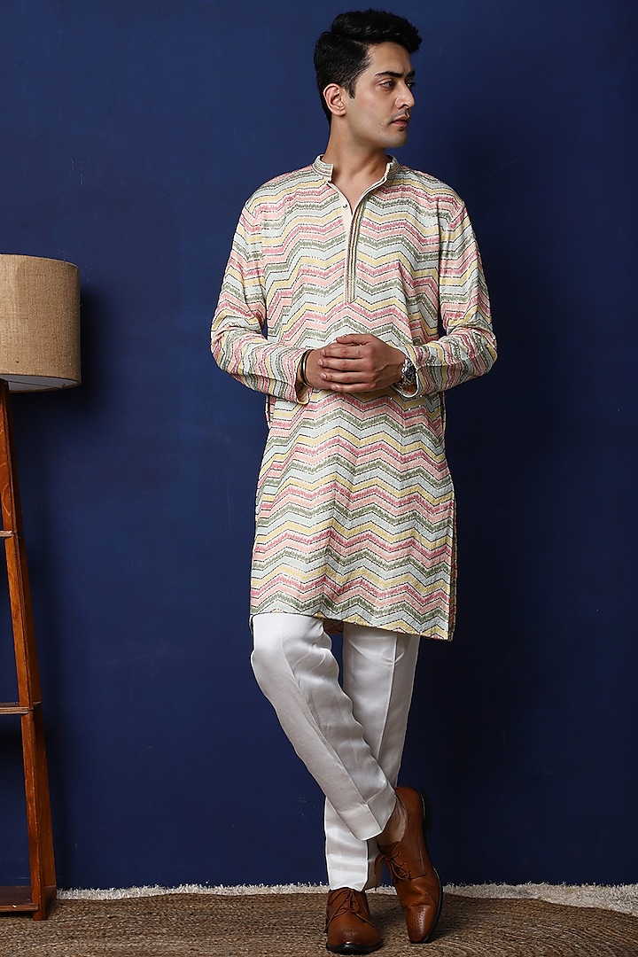 Off-White Cotton Kurta Set by Menero