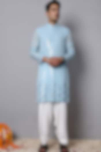 Powder Blue Georgette Sequins Work Kurta Set by Menero at Pernia's Pop Up Shop