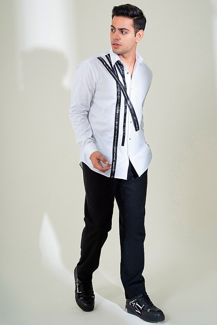White Pure Cotton Party Wear Shirt by Menero at Pernia's Pop Up Shop