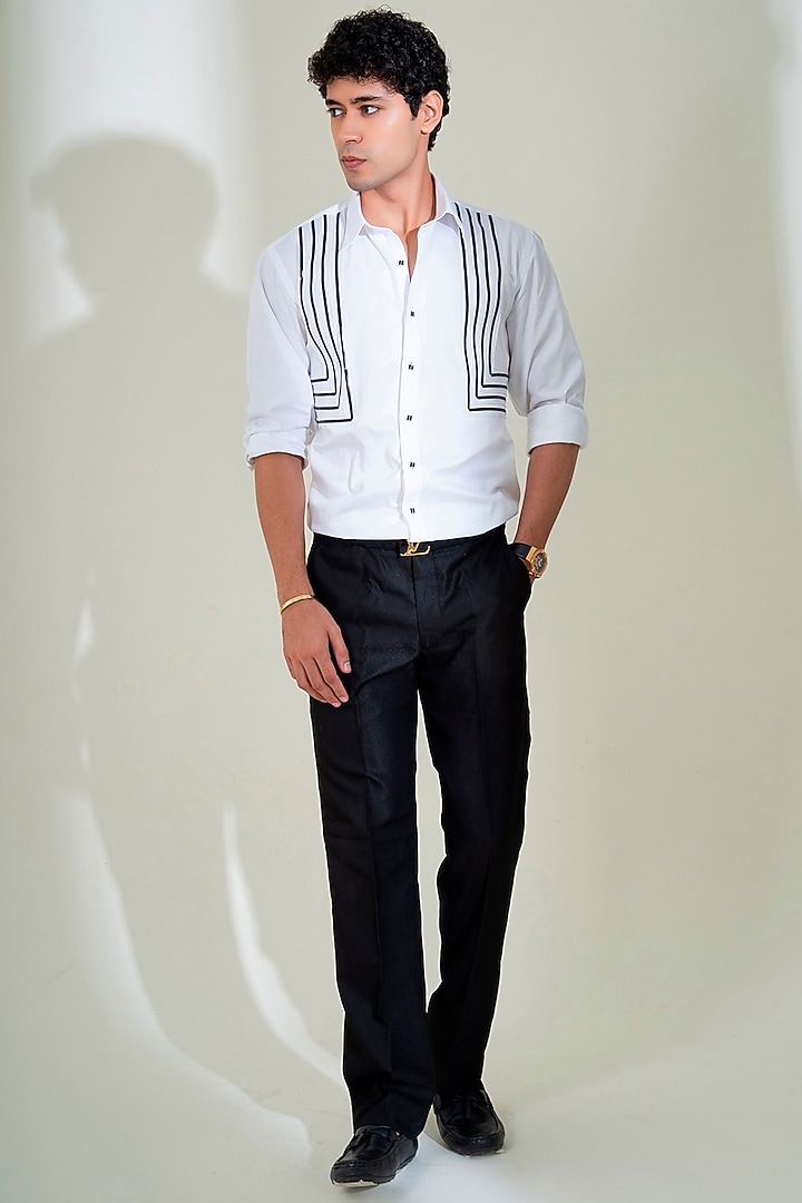 White Pure Cotton Party Wear Shirt by Menero at Pernia's Pop Up Shop