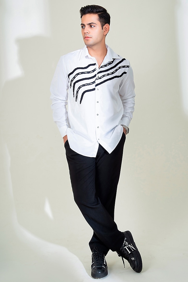 White Pure Cotton Party Wear Shirt by Menero at Pernia's Pop Up Shop