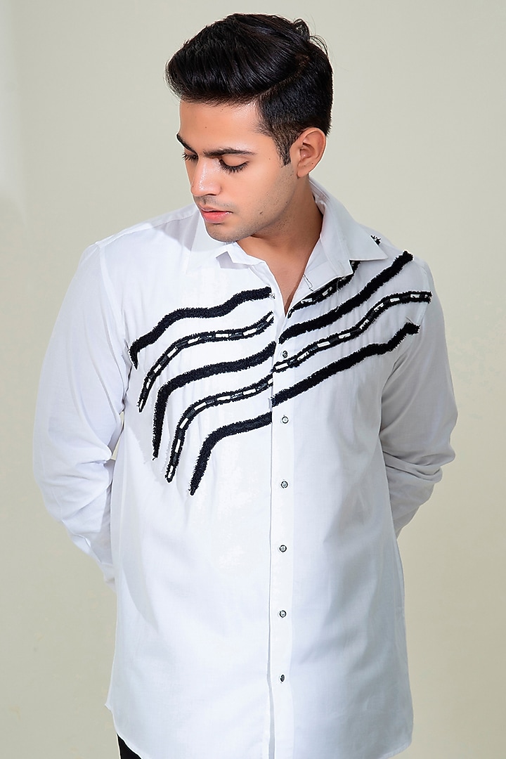 White Pure Cotton Shirt by Menero