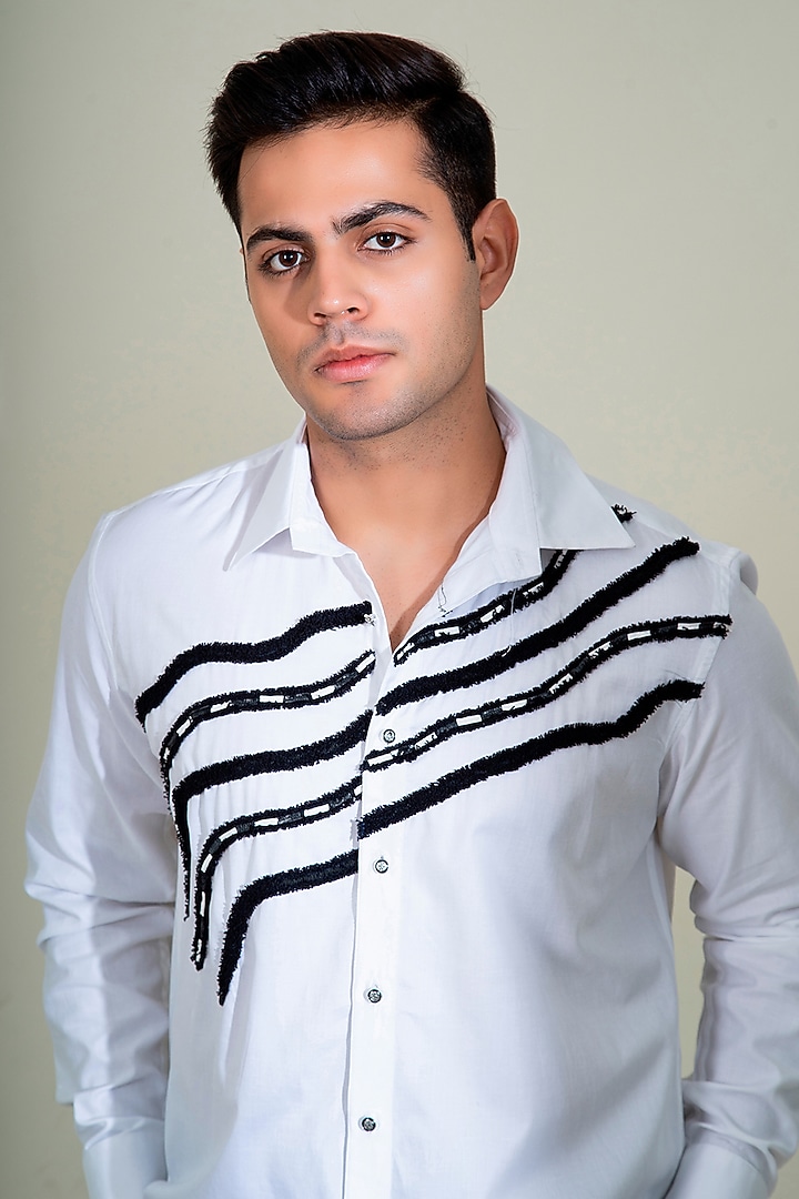 White Pure Cotton Party Wear Shirt by Menero at Pernia's Pop Up Shop