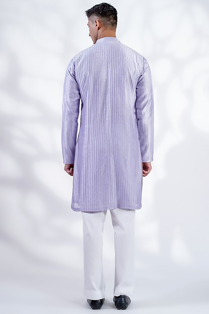 Powder Purple Cotton Silk & Pure Cotton Thread Machine Embroidered Kurta Set by Menero at Pernia's Pop Up Shop