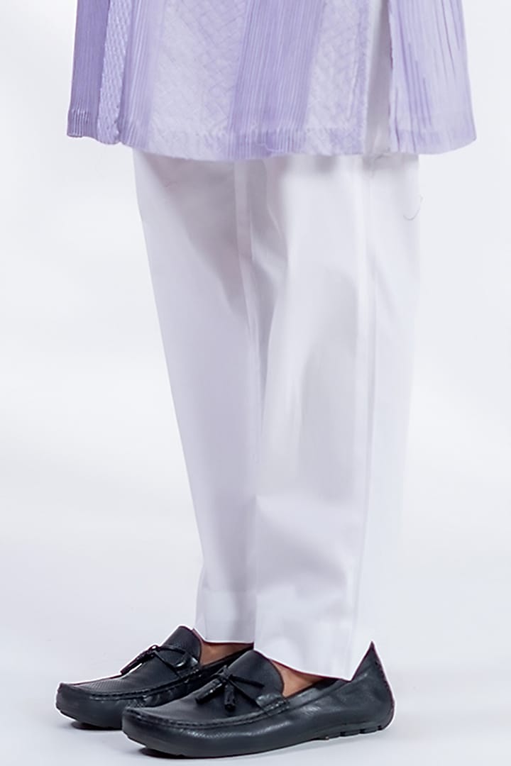 Powder Purple Cotton Silk & Pure Cotton Thread Machine Embroidered Kurta Set by Menero at Pernia's Pop Up Shop