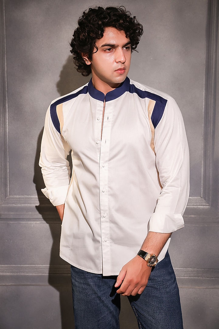 White Pure Cotton Wedding Shirt by Menero at Pernia's Pop Up Shop