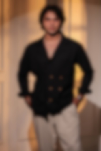 Black Pure Linen Wedding Shirt by Menero at Pernia's Pop Up Shop