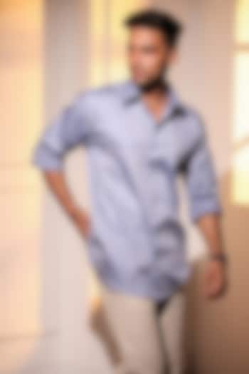 Light Blue Pure Cotton Embroidered Wedding Shirt by Menero at Pernia's Pop Up Shop