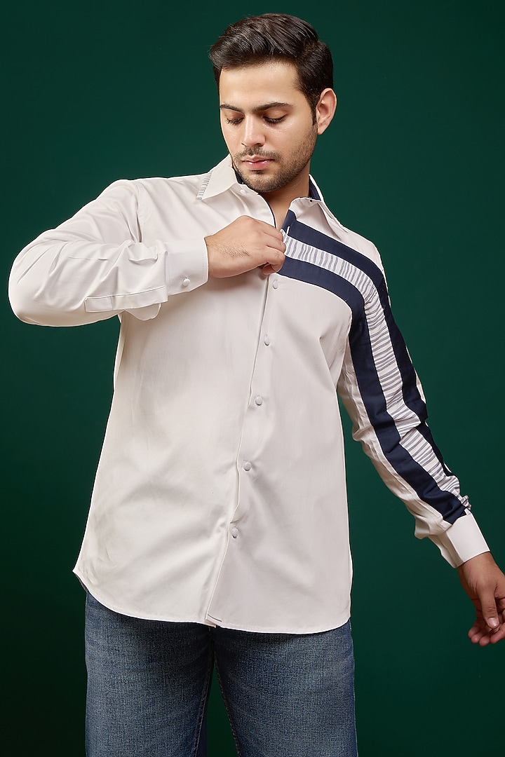 White Pure Cotton Party Wear Shirt by Menero at Pernia's Pop Up Shop