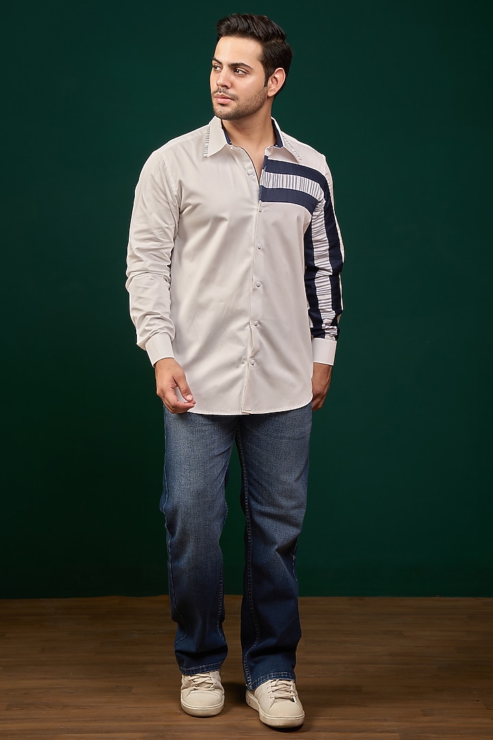 White Pure Cotton Party Wear Shirt by Menero at Pernia's Pop Up Shop
