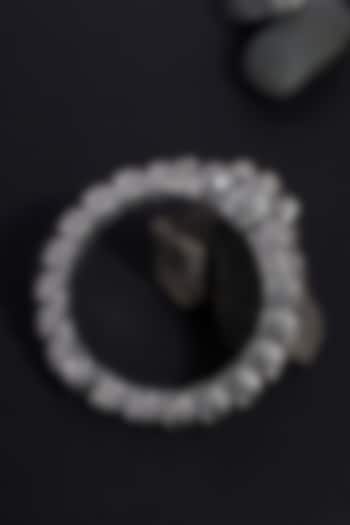 White Finish Lion Temple Kada In Sterling Silver by Mero at Pernia's Pop Up Shop