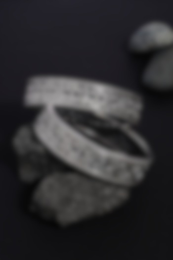 White Finish Leaf Temple Bangles In Sterling Silver (Set Of 2) by Mero at Pernia's Pop Up Shop