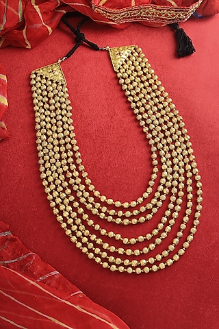 Gold Plated Temple Layered Beaded Necklace In Sterling Silver by Mero