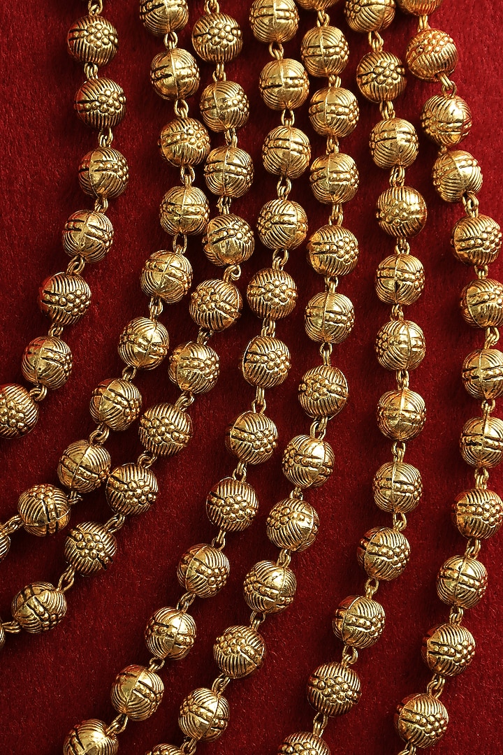 Gold Plated Temple Layered Beaded Necklace In Sterling Silver by Mero at Pernia's Pop Up Shop
