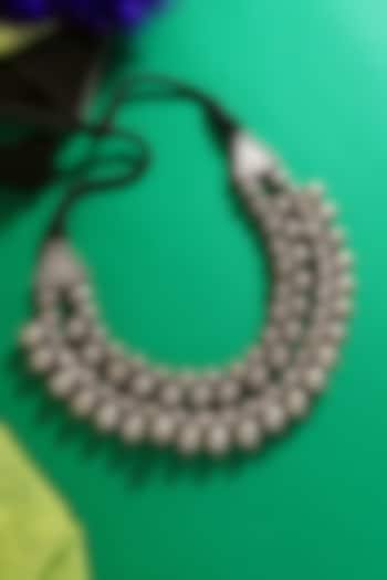 White Finish Beaded Vintage Tribal Necklace In Sterling Silver by Mero at Pernia's Pop Up Shop