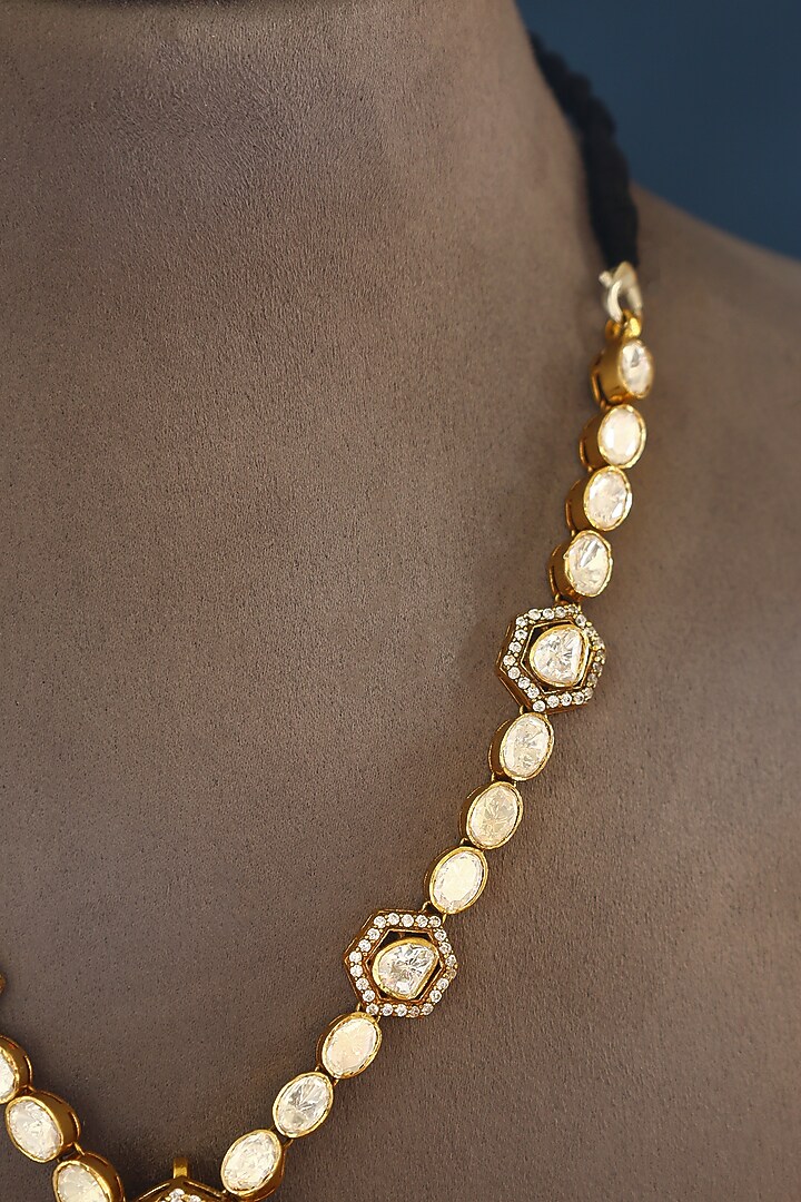 Gold Finish Moissanite Temple Necklace In Sterling Silver by Mero at Pernia's Pop Up Shop