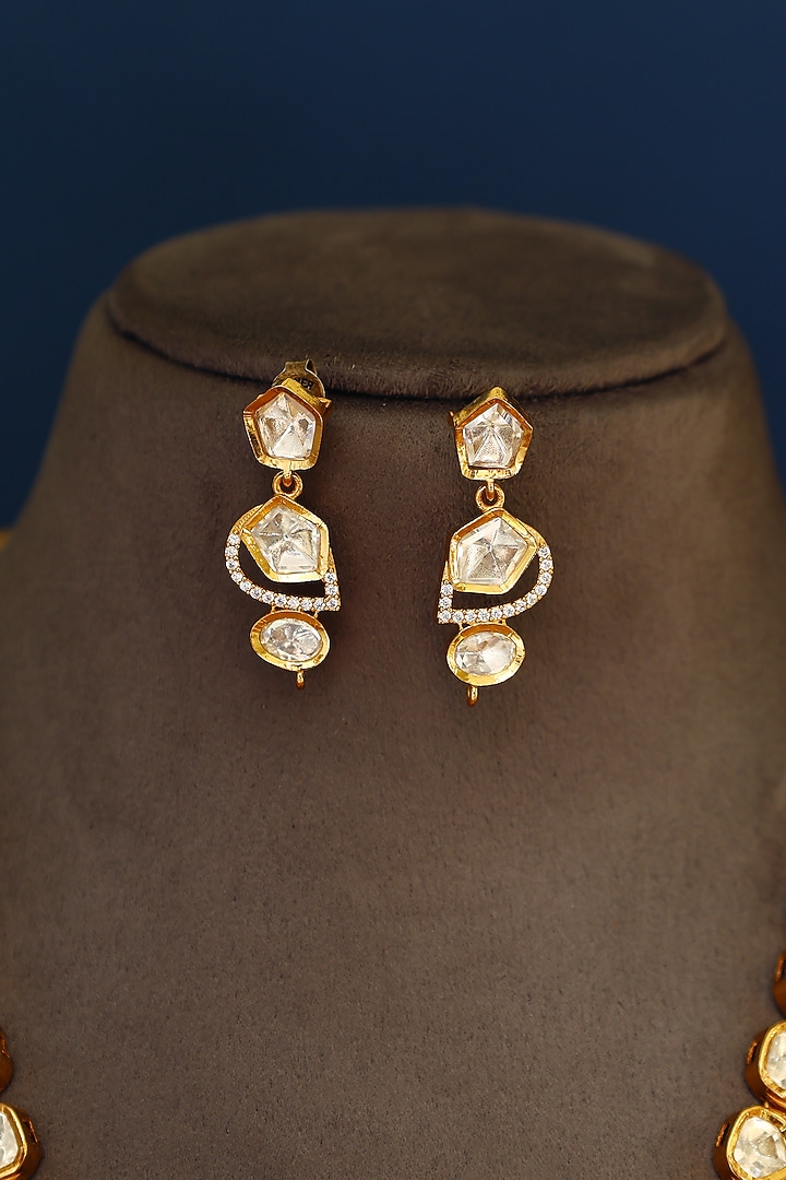 Gold Finish Moissanite Temple Necklace Set In Sterling Silver by Mero at Pernia's Pop Up Shop