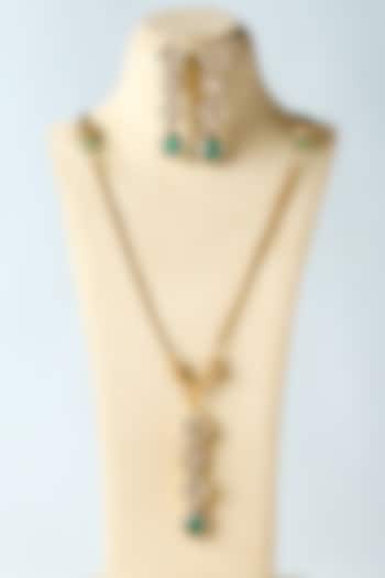 White Finish Moissanite Temple Necklace Set In Sterling Silver by Mero at Pernia's Pop Up Shop