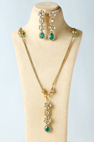 White Finish Moissanite Temple Necklace Set In Sterling Silver by Mero