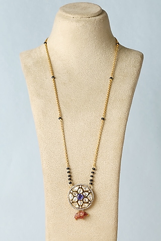 White Finish Moissanite Temple Necklace In Sterling Silver by Mero